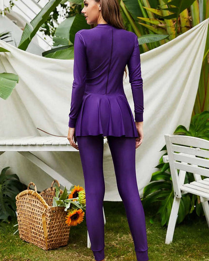 Mock Neck Long Sleeve One-Piece Swimwear