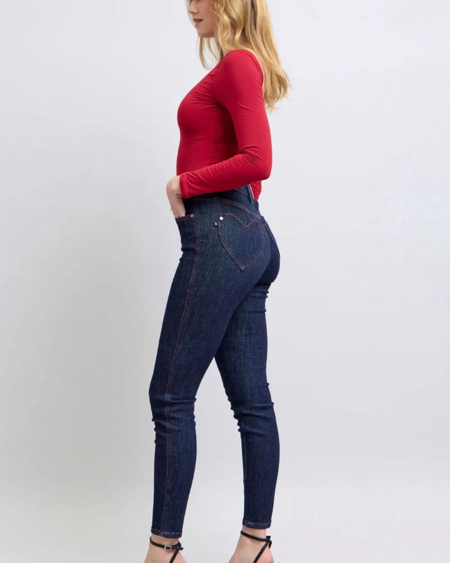 Judy Blue Full Size Heart Shaped Back Pockets Skinny Jeans