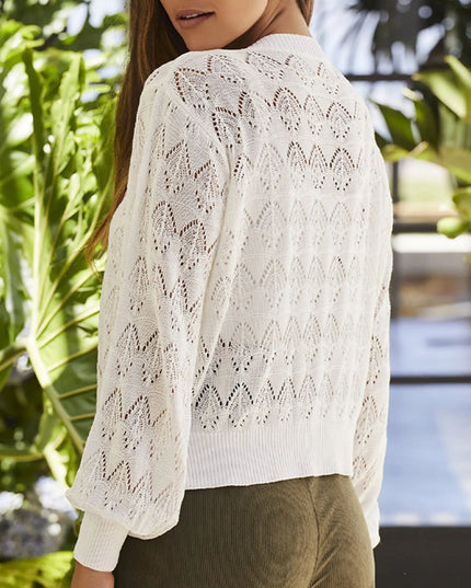 Openwork Button Up Cardigan