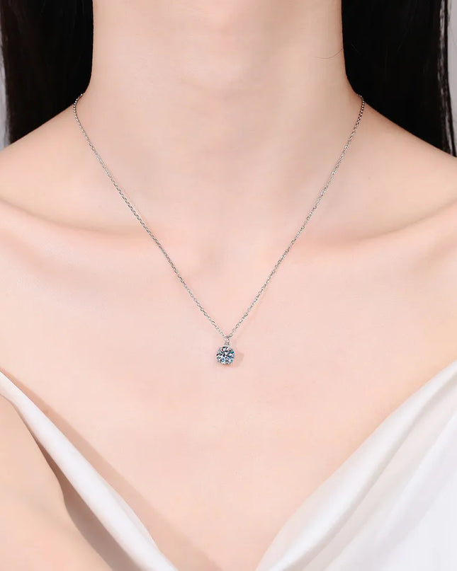 1 Carat Moissanite 925 Sterling Silver Necklace 
