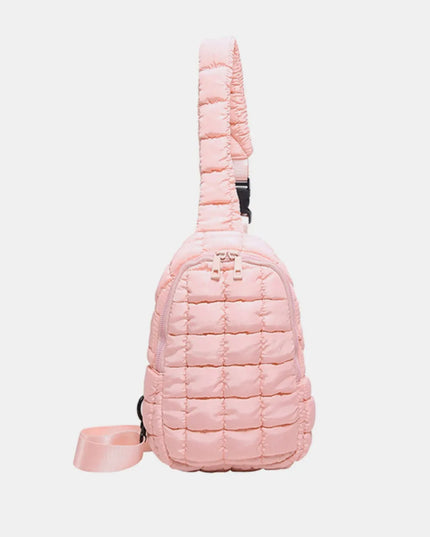 Quilted Nylon Crossbody Bag Blush Pink One Size