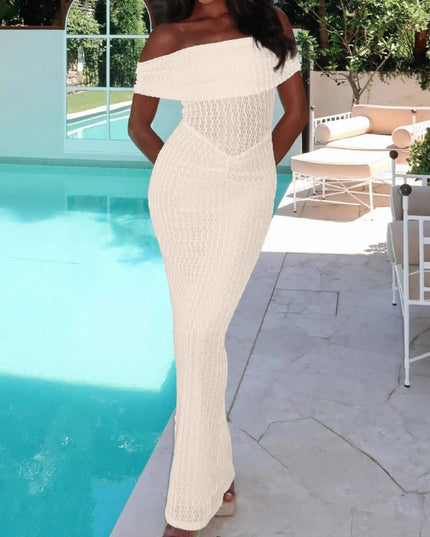 Off Shoulder Texture Maxi Dress