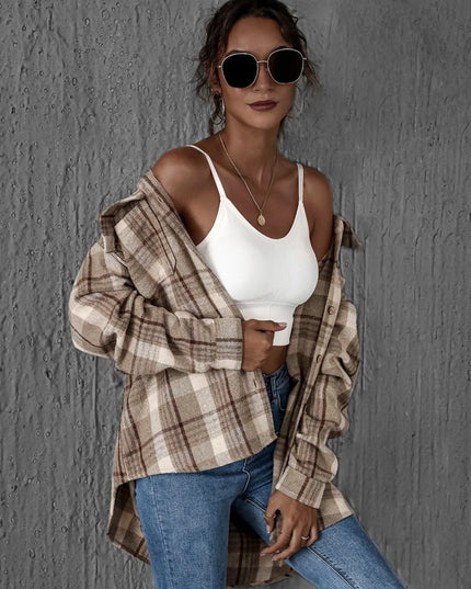 Plaid Button-Up Long Sleeve Shirt
