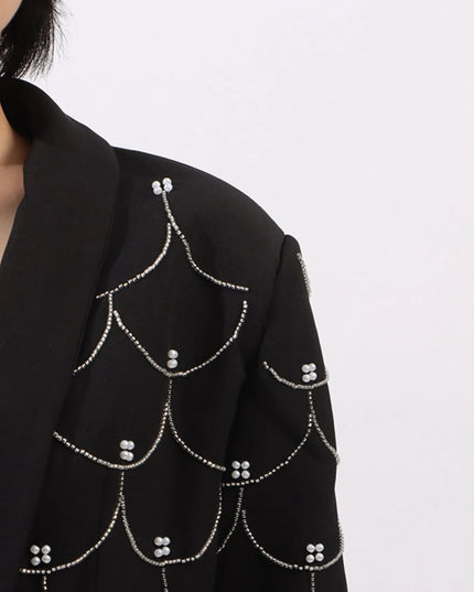 Pearl Detail Long Sleeve Blazer