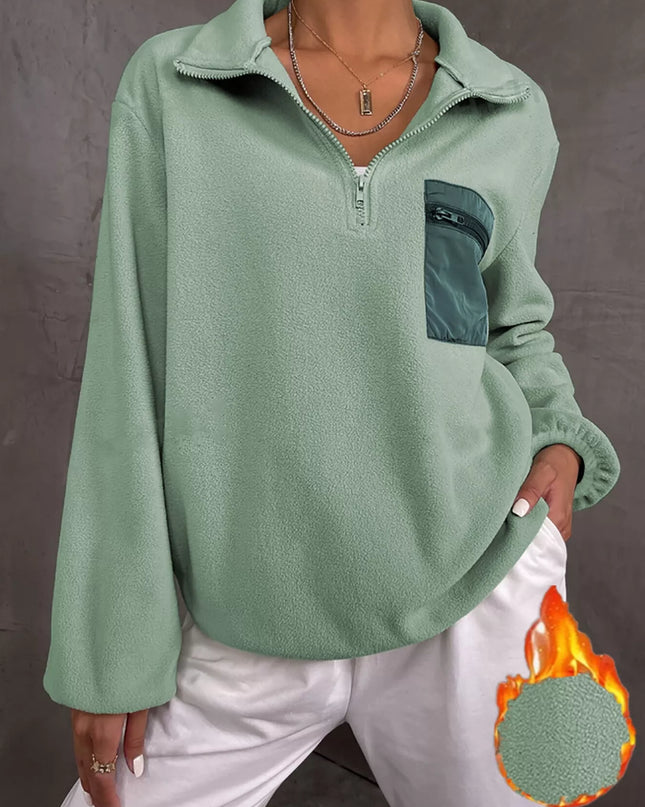Half Zip Dropped Shoulder Sweatshirt