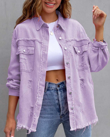 Distressed Drop Shoulder Denim Jacket