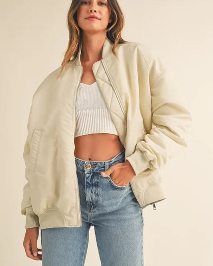 MABLE Back Ruched Utiltiy Bomber Jacket