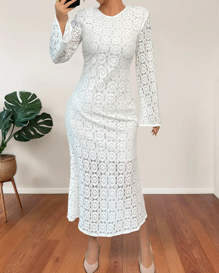 Lace Long Sleeve Midi Dress