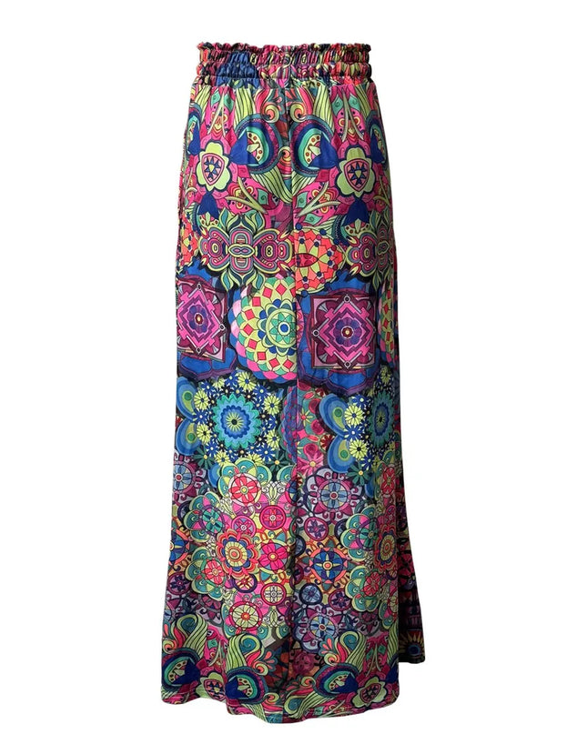 Printed Maxi Skirt with Pockets 