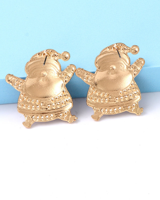 Rhinestone Alloy Santa Earrings
