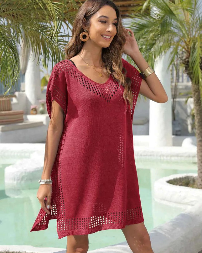 Crochet Trim Beach Cover Up Dress