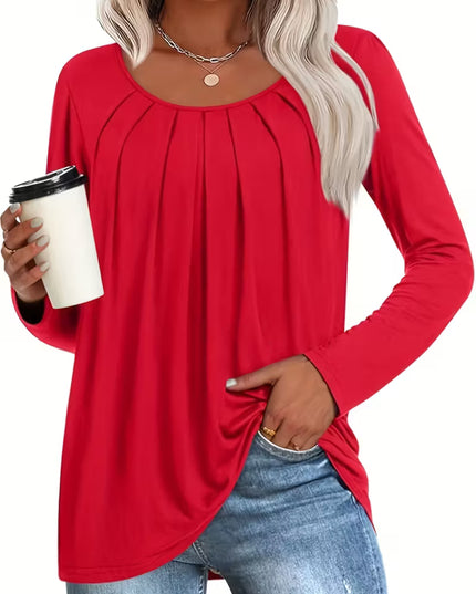 Women's Elegant Long Sleeve Blouse - Non-See-Through Wrinkle-Resistance Top