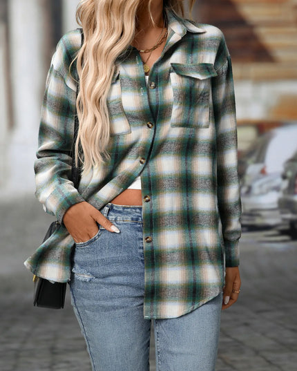 Oversized Plaid Button-Up Shirt