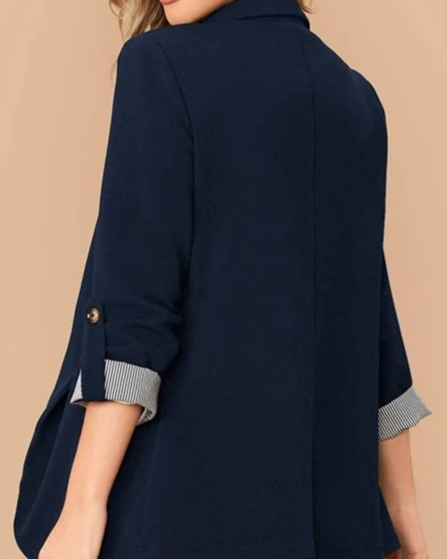 Lapel Collar Roll-Tab Sleeve Blazer