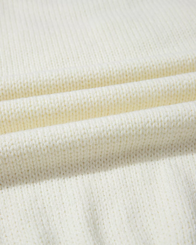 Flower Detail Round Neck Contrast Textured Puff Sleeve Sweater