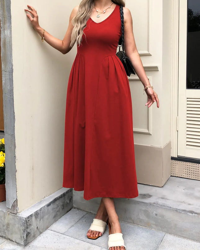 V-Neck Midi Tank Dress