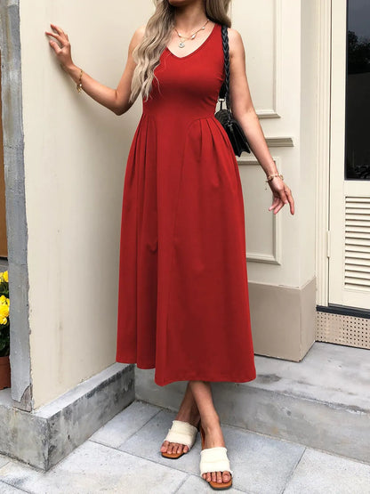 V-Neck Midi Tank Dress