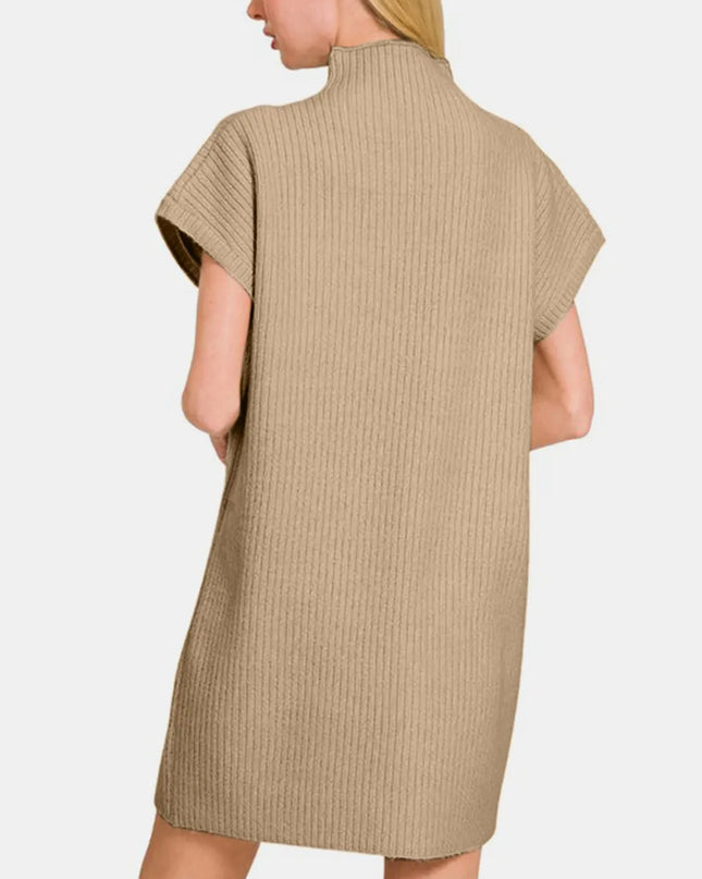 Zenana Short Sleeve Sweater Mini Dress