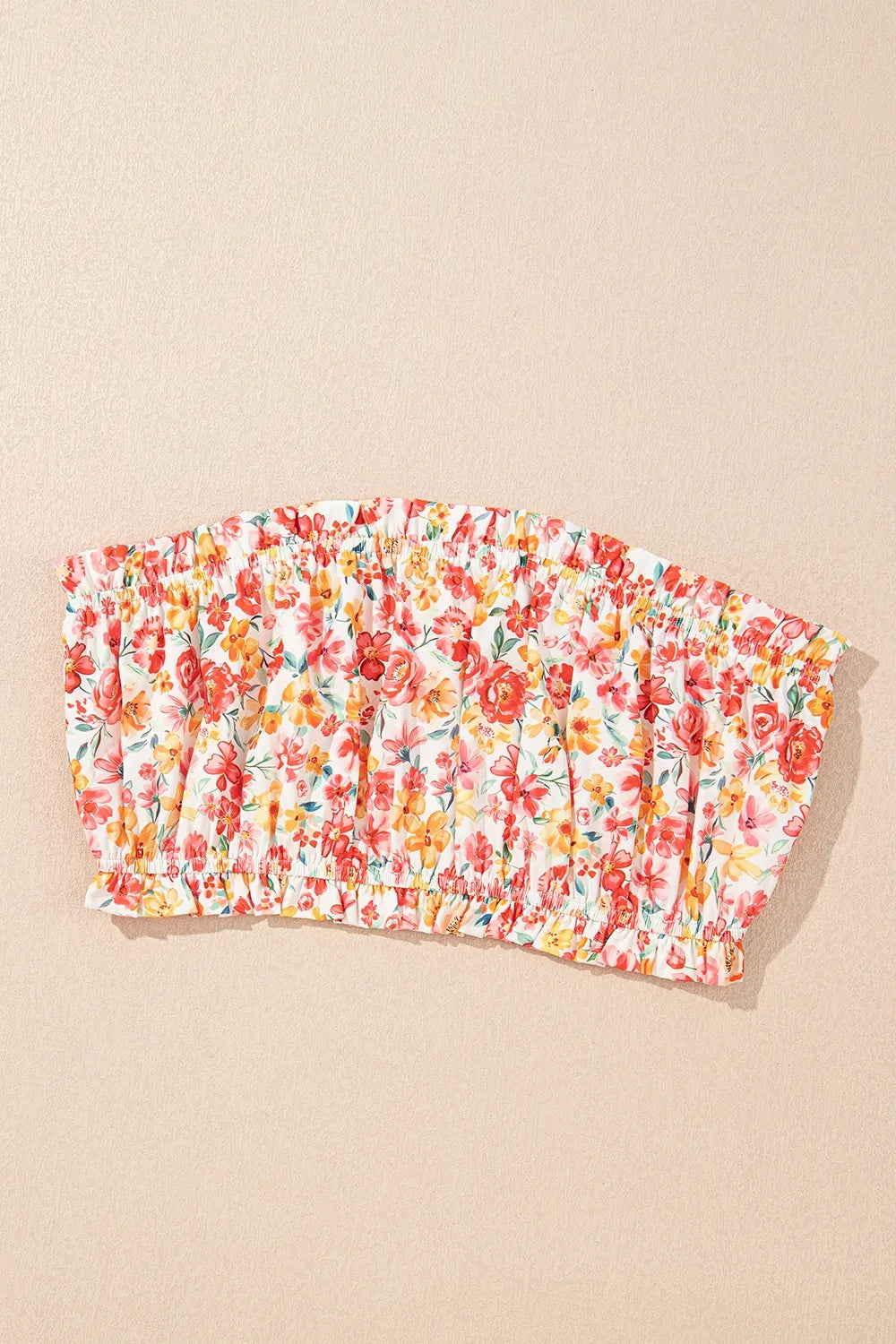 Boho Floral Bandeau Top and High Waist Wide Leg Pants Set