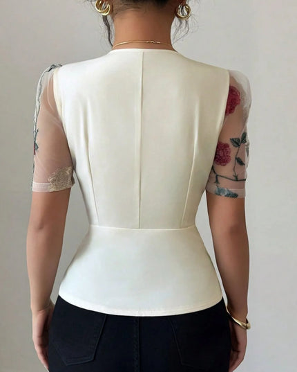 Floral Print V-Neck Button-Up Shirt