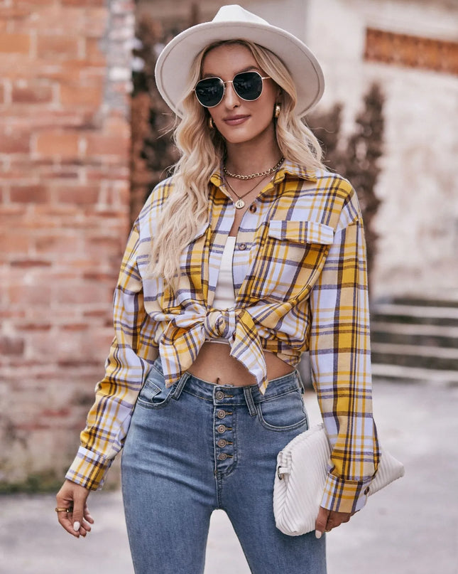 Plaid Button-Down Long Sleeve Shirt