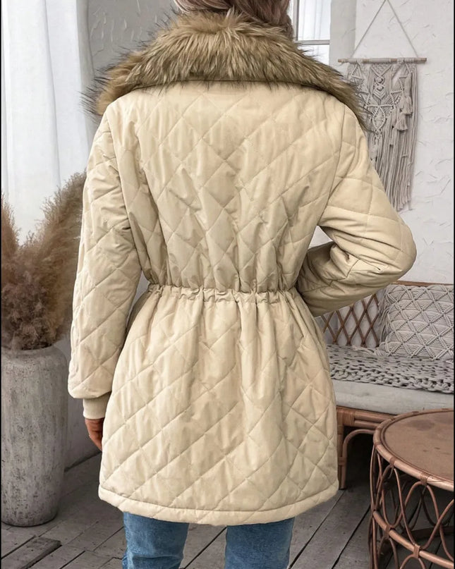 Drawstring Snap Down Long Sleeve Outerwear