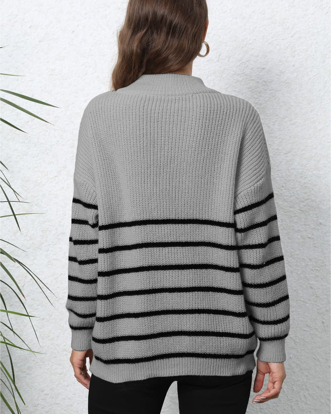 Mock Neck Long Sleeve Zip-Up Sweater