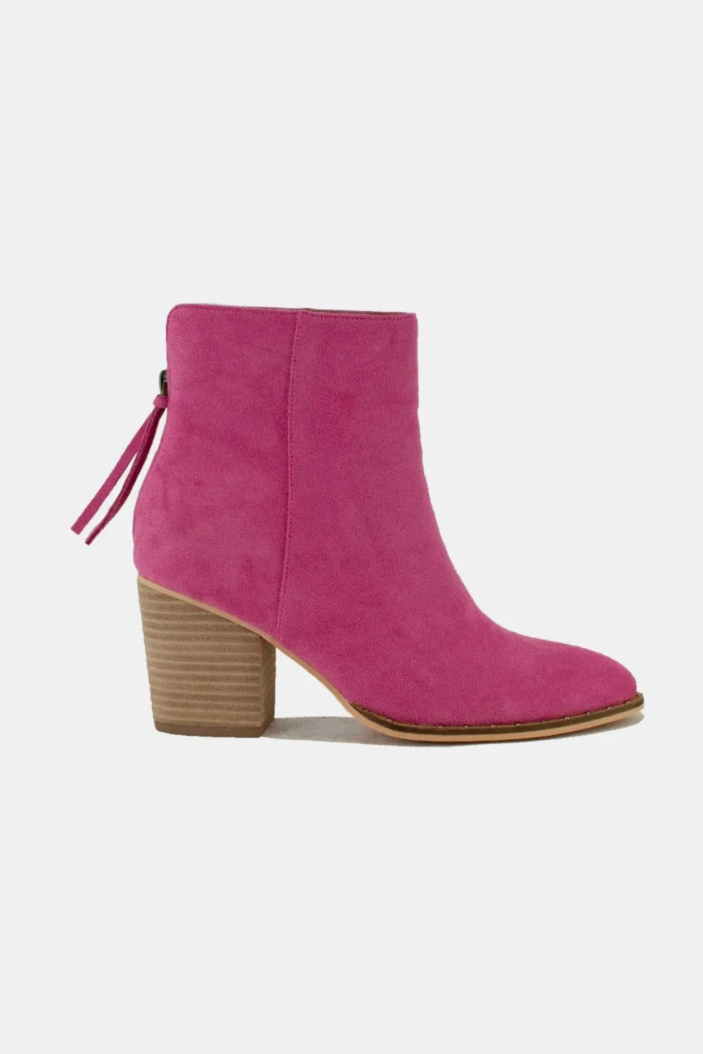 Beast Fashion Suede Point Toe Ankle Booties Cerise