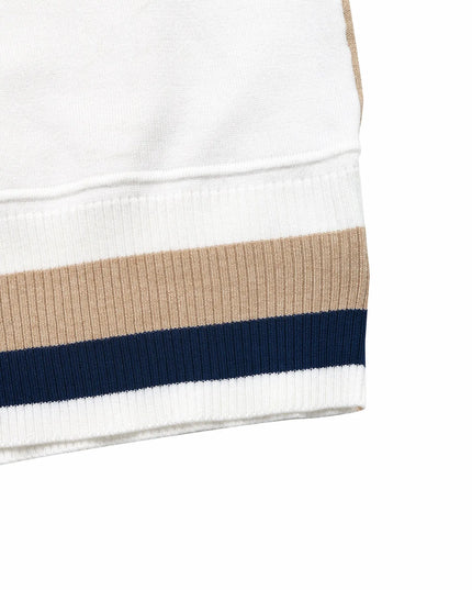 Color Block Round Neck Sweater with Ribbed Trim