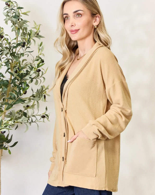 Heimish Full Size Button Up Long Sleeve Cardigan
