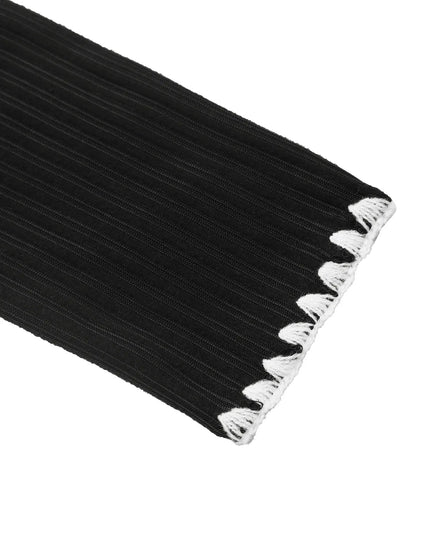 Contrast Trim Texture Long Sleeve Sweater Dress