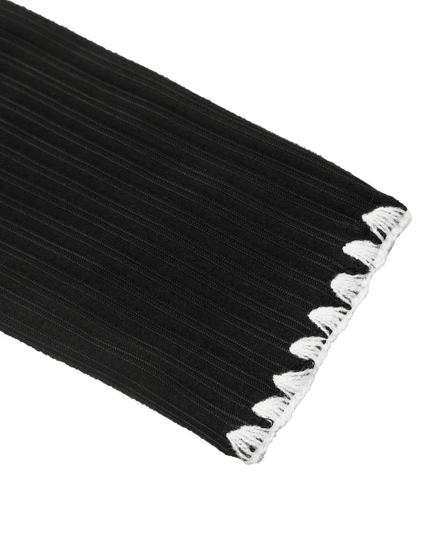 Contrast Trim Texture Long Sleeve Sweater Dress