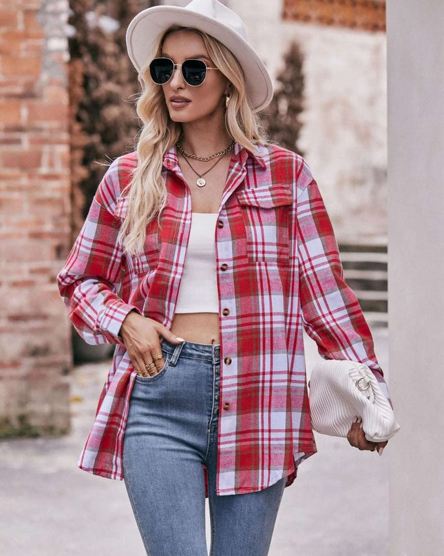 Plaid Button-Down Long Sleeve Shirt