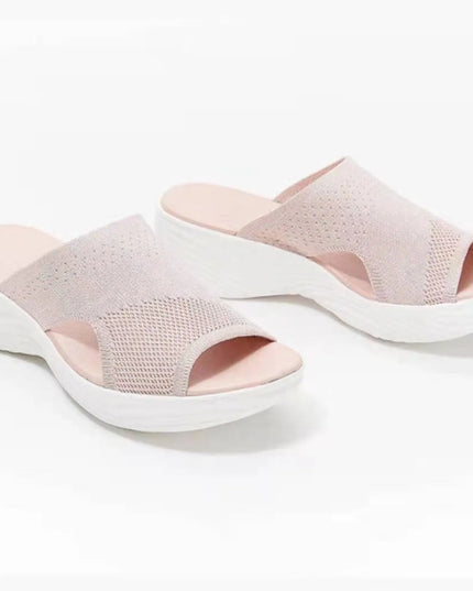 Mesh Comfort Knit Platform Sandals 
