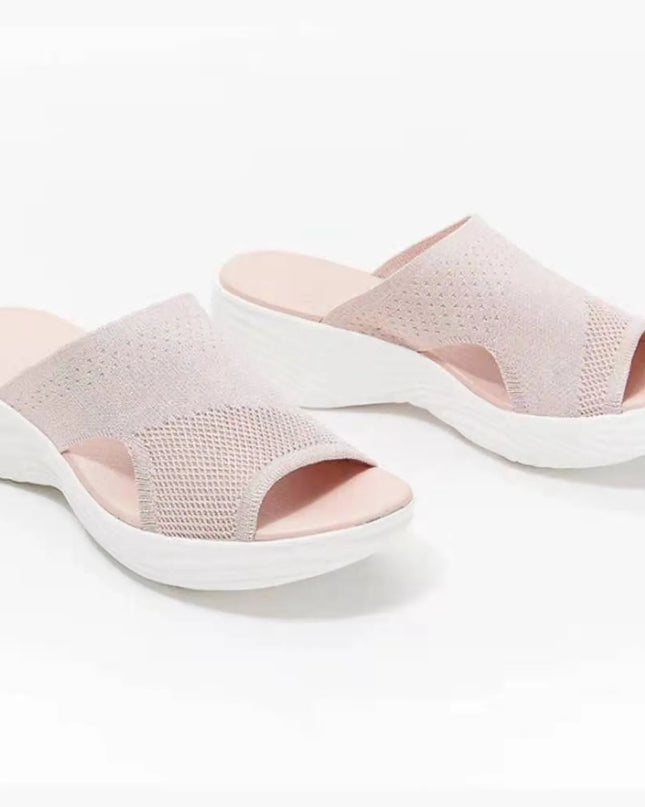 Mesh Comfort Knit Platform Sandals 