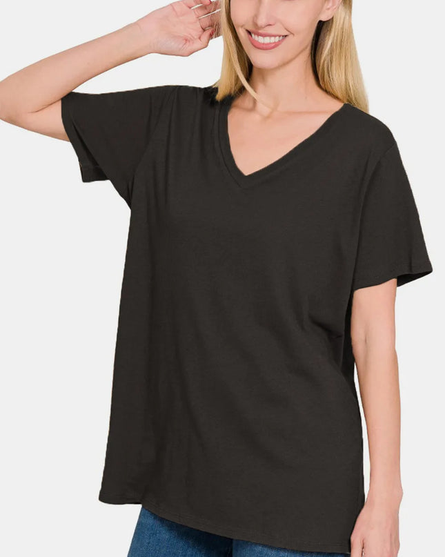 Zenana Full Size V-Neck Short Sleeve T-Shirt