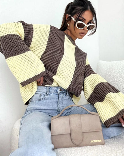 Color Block Long Sleeve Sweater