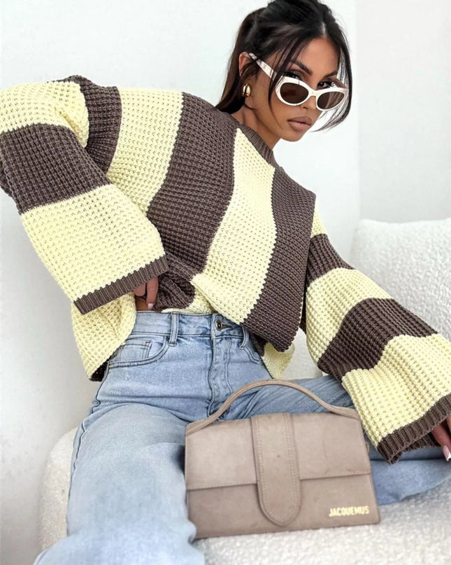 Color Block Long Sleeve Sweater