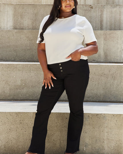 And The Why Pearly White Full Size Criss Cross Pearl Detail Open Back T-Shirt