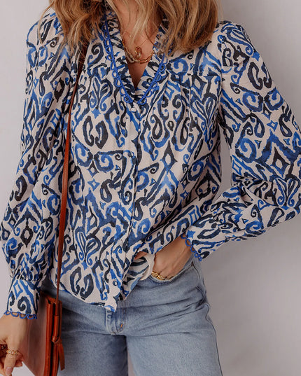 Paisley Print Long Sleeve Blouse