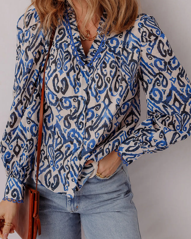 Paisley Print Long Sleeve Blouse