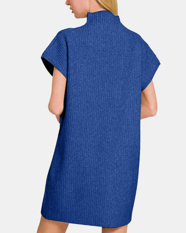 Zenana Short Sleeve Sweater Mini Dress