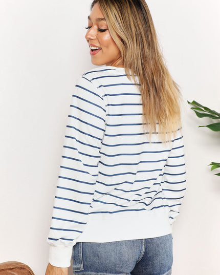 Double Take Striped Long Sleeve Round Neck Top