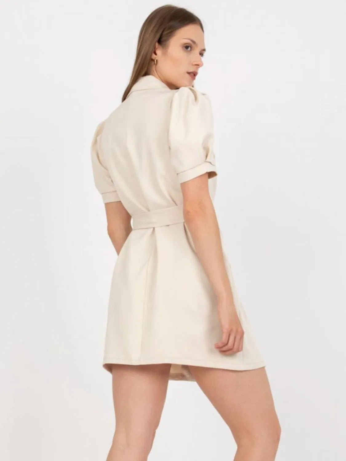 Tie Waist Short Sleeve Blazer Dress