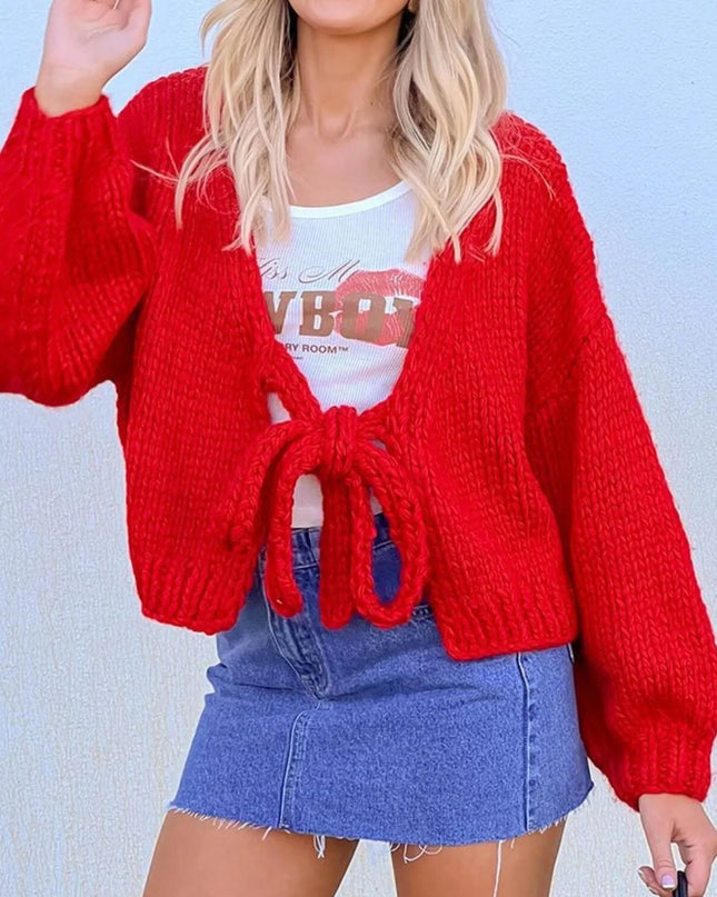 Tied Drop Shoulder Cardigan