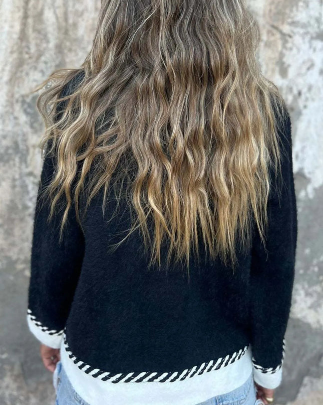 Contrast Trim Button Up Cardigan