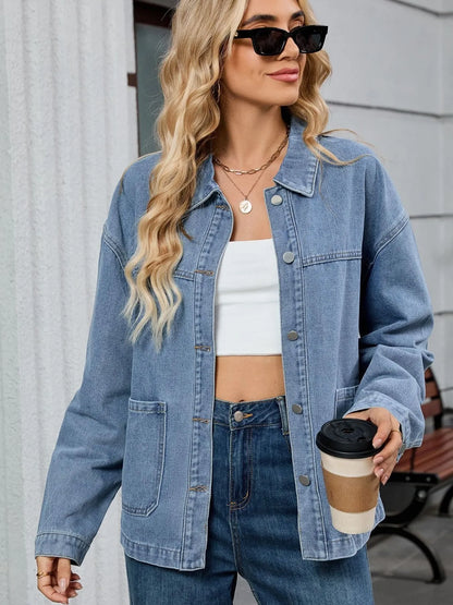 Washed Oversized Button Down Denim Jacket