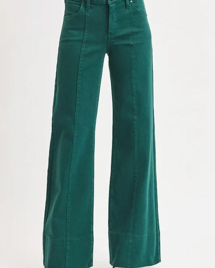 RISEN Full Size Tummy Control Mid Rise Wide Leg Jeans Plus Size