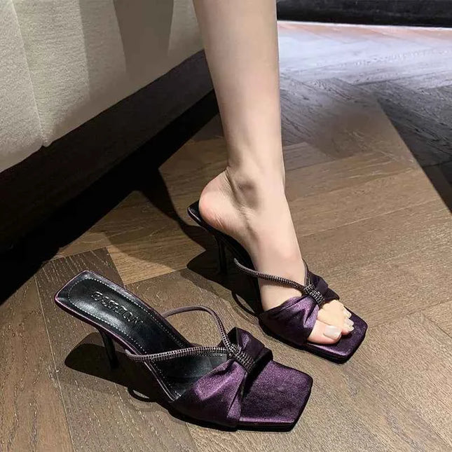 Rhinestone Mid Heel Sandals