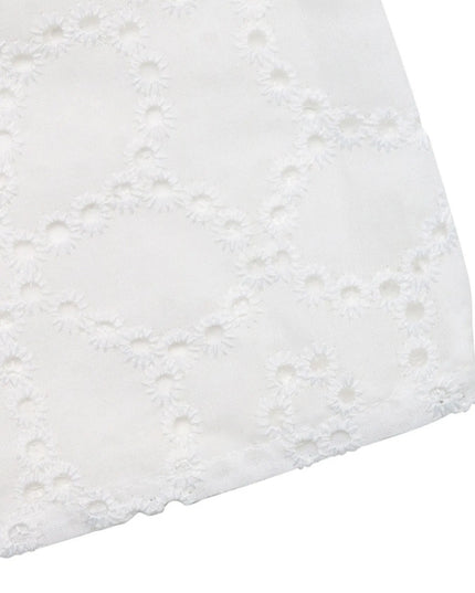 Eyelet Cutout Off-Shoulder Blouse 